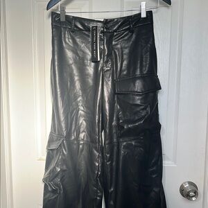 Victoria's Secret Black Faux Leather Cargo Pants